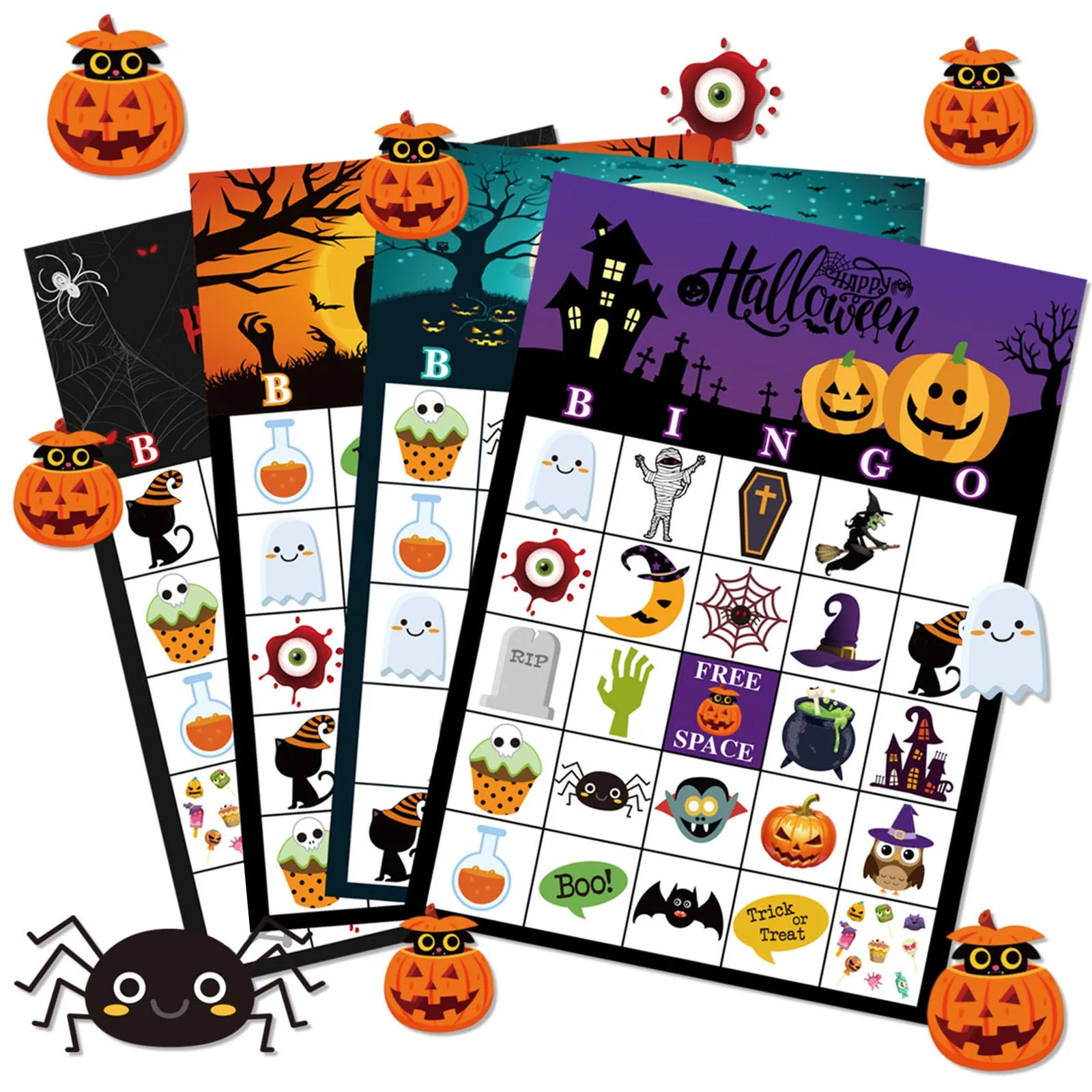 Gry na Halloween-Halloween Bingo Party Table Cards-Kids Halloween Games Halloween Party Favors - Halloween Toys & Party Supplies