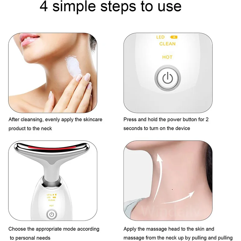 Microcurrent Face คอ Lifting Massager LED Photon Therapy ผิวกระชับนวดลด Double Chin ต่อต้านริ้วรอยอุปกรณ์ความงาม