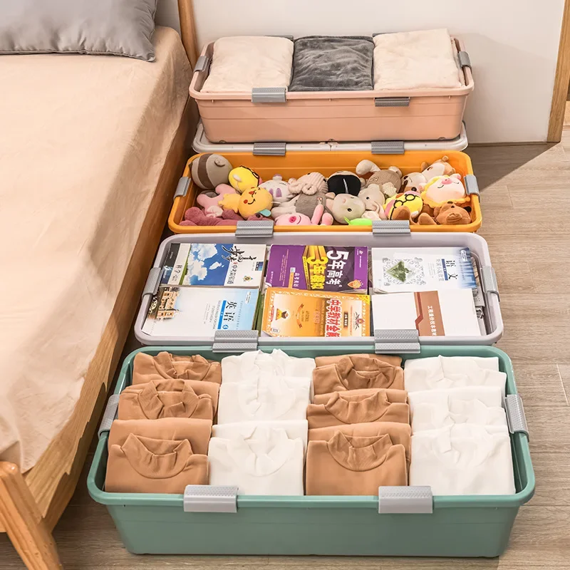 bed Drawer Storage Box on WheelsFlat Quilt Organizer Clothing Storage Solution for Efficient Bedroom Use Easy Access Unit