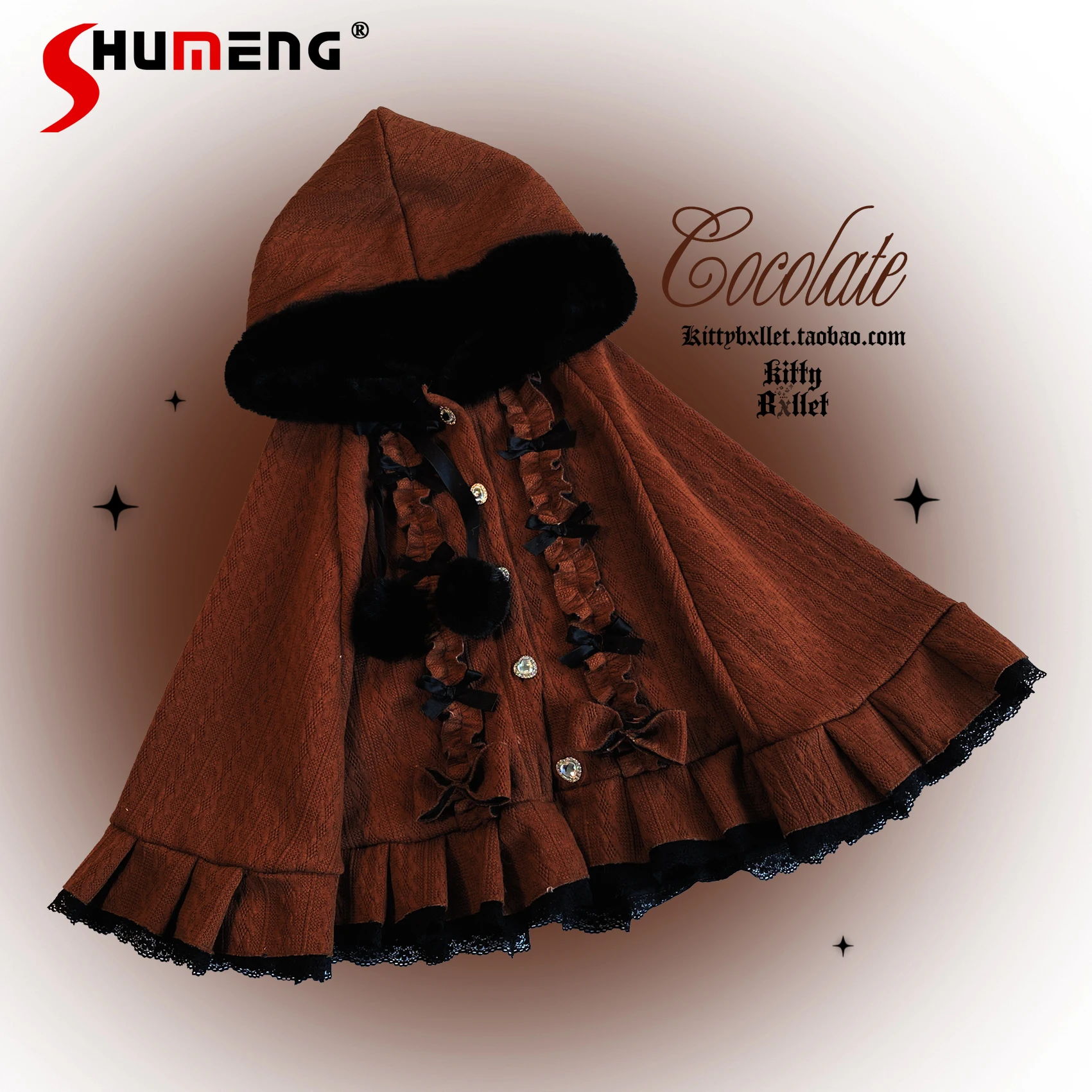 

Autumn Winter New Japanese Lolita Mine Hooded Cloak Girl's Women's Cute Bow Sweet Kawaii Short Jacket Female Y2k Capes Ponchos