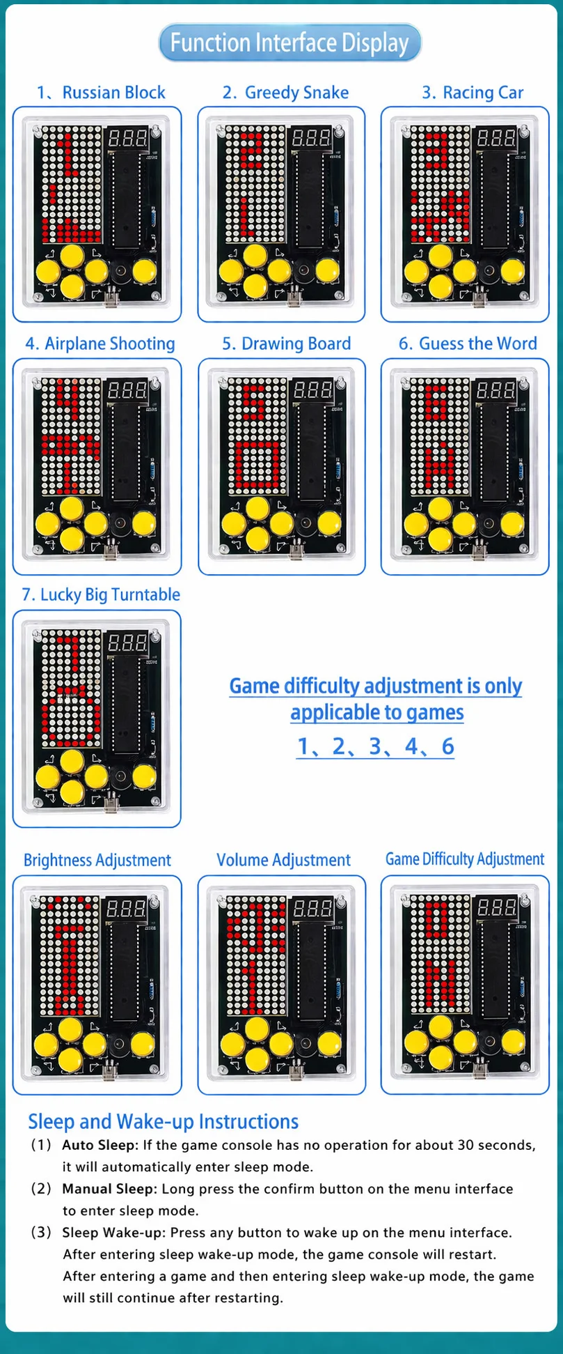 Snvi DIY Pixel-Spielkonsolen-Kit 51 MCU Tetris Puzzle Elektronisches Lötübungs-Lernset mit transparentem Gehäuse – Detail 3