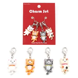 1Set ( 4 PCs/Set) Zinc alloy Cat Knitting Stitch Markers Colorful Cat Resin Crochet Latch For DIY Craft Kits Needle Marker Tools