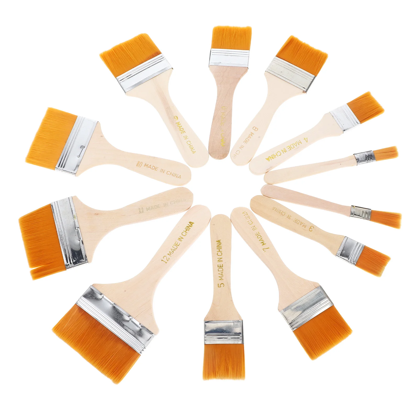 

1Set Flat Nylon Hair Wooden Penholder Brush Oil Acrylic Painting DIY Supplies Durable Portable Orange