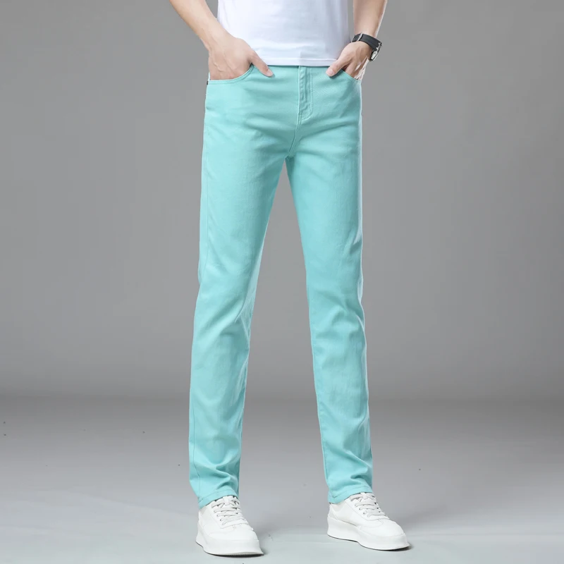 Pantalones vaqueros rectos informales en 6 colores para hombre, ropa de calle a la moda, pantalones vaqueros elásticos suaves lavados, ropa para hombre, pantalones de negocios