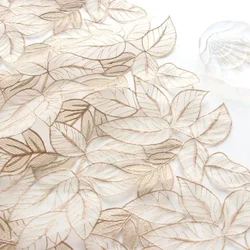 Gorgeous Champagne Leaf Hollow Mesh Embroidery Fabric Wedding Dress Clothing Handmade Diy Designer Fabric