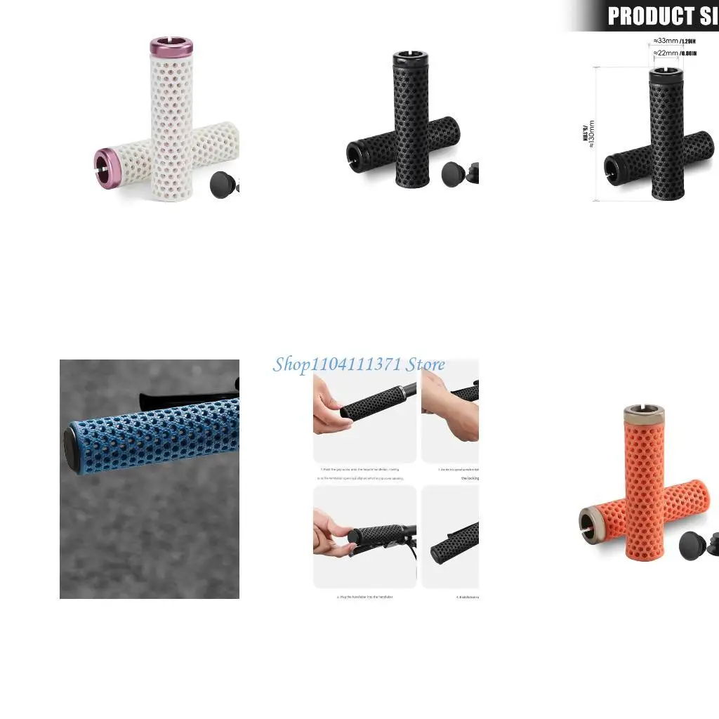 

P9FC Breathable Bicycles Grip Bikes Handlebar Grip for 22.2mm Bicycles, Locking Mechanism Ergonomic Nonslip Handlebars Grip