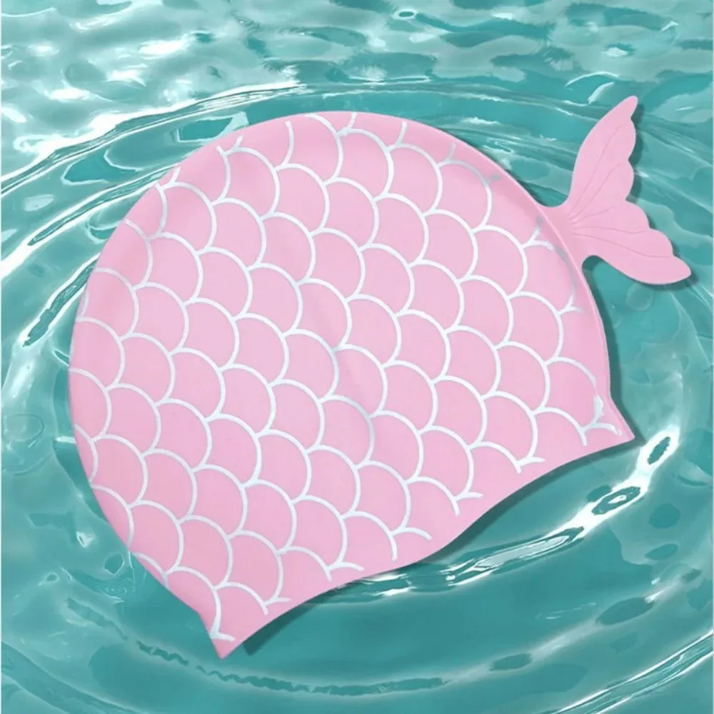 Soft Silicone Children Swimming Cap Mermaid Tail Waterproof Girls Swim Hat High Elastic Non-slip Swim Pool Hat Children