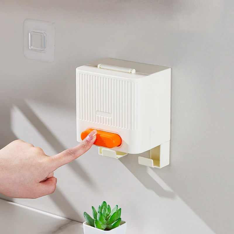 اضغط على صندوق أعواد القطن موزع أوتوماتيكي أعواد قطنية صندوق حاوية غطاء مقاوم للغبار منظم ماكياج للحمام تخزين المنزل