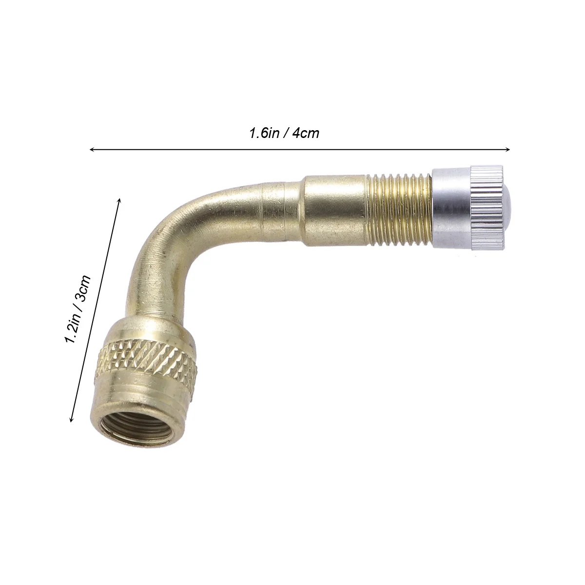 Adaptador de extensão de pneu de latão, 4 unidades, ângulo reto de 90 graus, curvatura para motocicleta, carro, caminhão, rv, bicicleta, haste de válvula durável