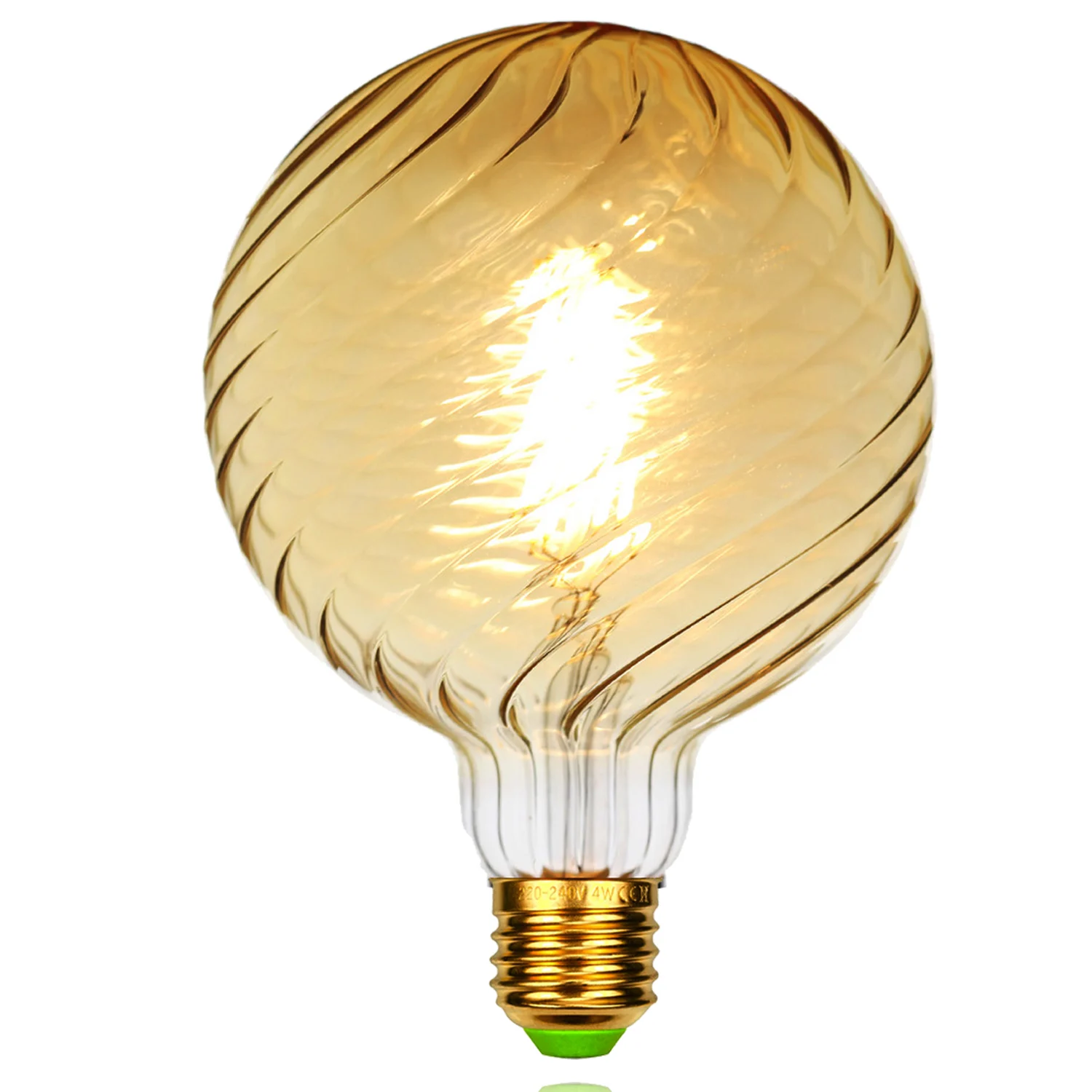 

TIANFAN Edison Led Bulb Big Globe G125 Swirl Gold 4W Not Dimmable 2500Kelvin Yellow Warm E27 220-240v Decorative Light Bulb