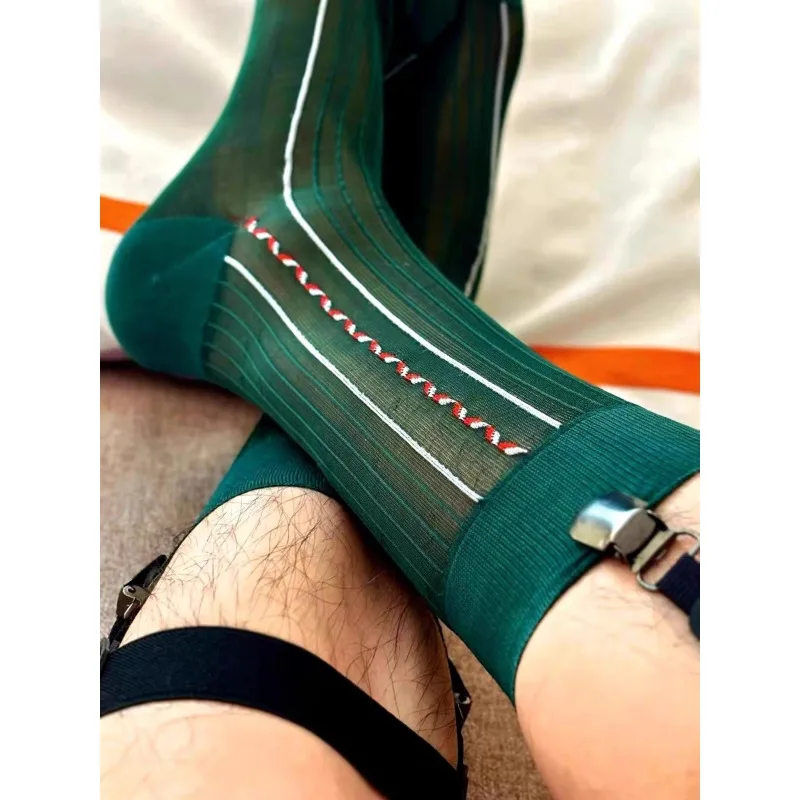 

Male Dress Socks Gifts for Men Sheer Socks Exotic Retro Formal Wear Suit Men Sexy Ultra Thin Transparent Business TNT Tube Socks