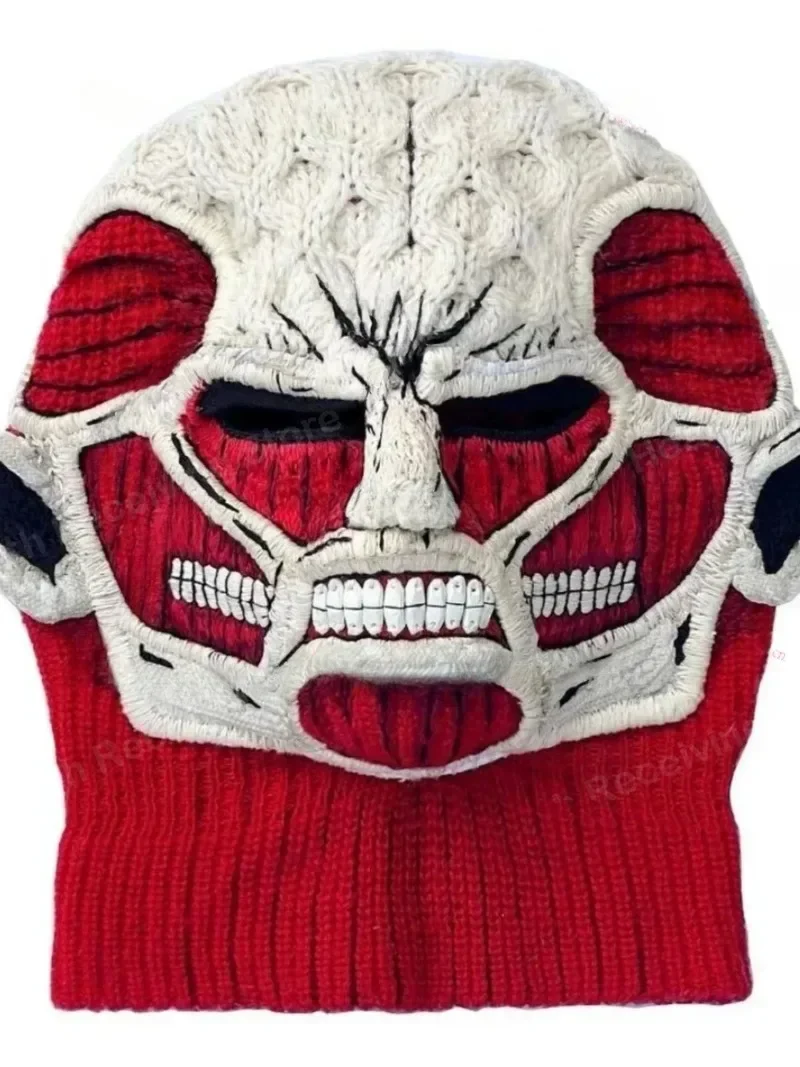 Attack on Titan Hat Plush Oversized Giant Wool Head Cover Funny Knitted Autumn and Winter Mask Warm