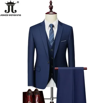 M-6XL 15 Colors ( Jacket+Vest+Pants ) Formal Business Office Men's Suits Groom Wedding Dress Party Dress Solid Color Suit 3 M-6XL 15 Colors ( Jacket+Vest+Pants ) Formal Business Office Men's Suits Groom Wedding Dress Party Dress Solid Color Suit 3