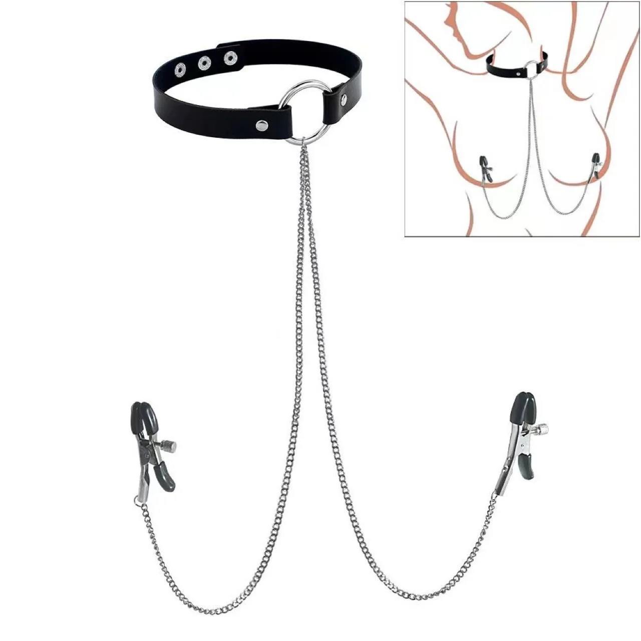 امرأة الحلمة المشبك طوق المقود BDSM عبودية مجموعات الالعاب الجنسية مثير Chocker سلسلة الصدرية كليب مجموعة قابل للتعديل الشرير ثقب المجوهرات