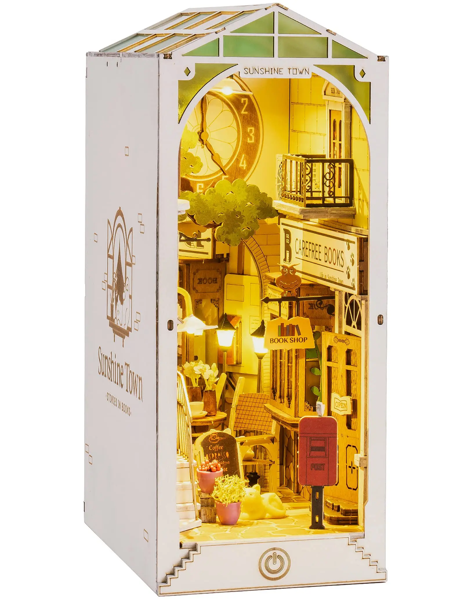Rolife DIY 3D Wooden Book Nook Puzzle Kit with LED Bookend Diorama Miniature Bookshelf Set Ideal Gift for Adults And Teens