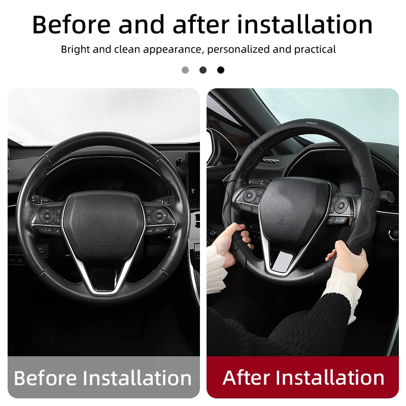 Car accessories 38 cm All Season Genuine Leather Steering Wheel Cover For LYNK&CO Co 01 02 + Hatchback 03+ Phev 05+ Phev 06 09 5