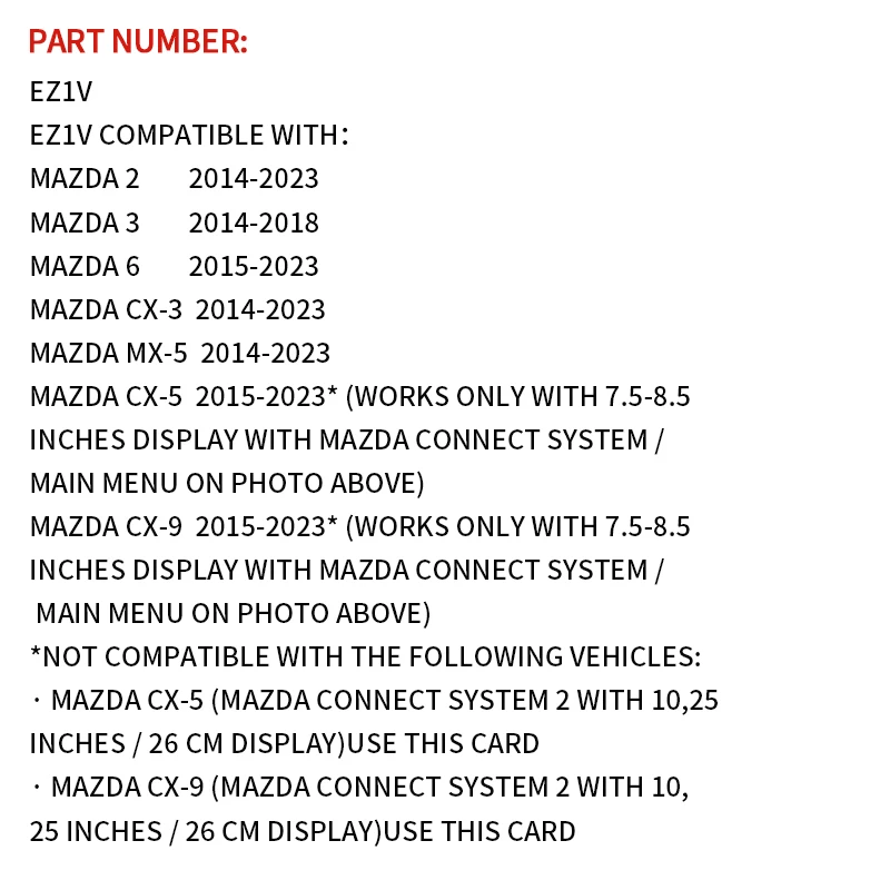 2023 بطاقة SD للملاحة Mazda للسيارات القابلة للتطبيق EZ1V/2 /3/ 6 /CX3 /CX5 /MX5/CX9 GPS SD بطاقة خريطة الأقمار الصناعية Nav SD