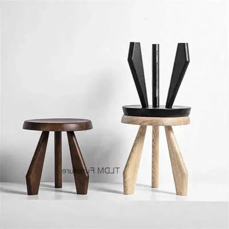 Creative Modern Stool Solid Shoe Wood Furniture Round Entrance Ottomans Changing Living Bedroom Room Office Wooden Step Stool Z