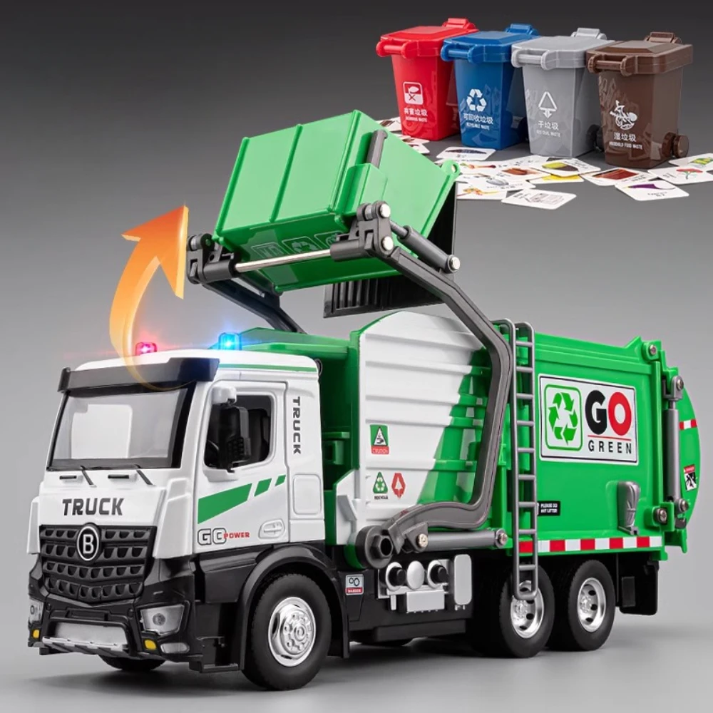 ขนาด 1:18 ไฟฟ้าสุขาภิบาลรถบรรทุกขยะรถดับเพลิงของเล่นรถเพลงวิศวกรรมยานพาหนะรุ่นของขวัญวันเกิด