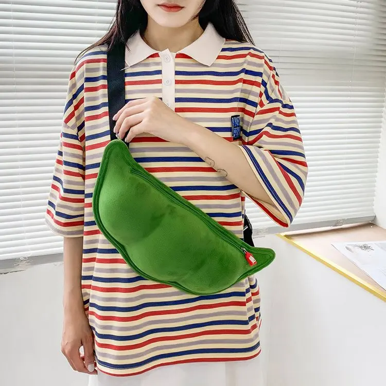 

Сумка на плечо для девочек, большая вместимость, мягкие плюшевые милые сумки Edamame, сумка для грудного горошка, сумки через плечо унисекс