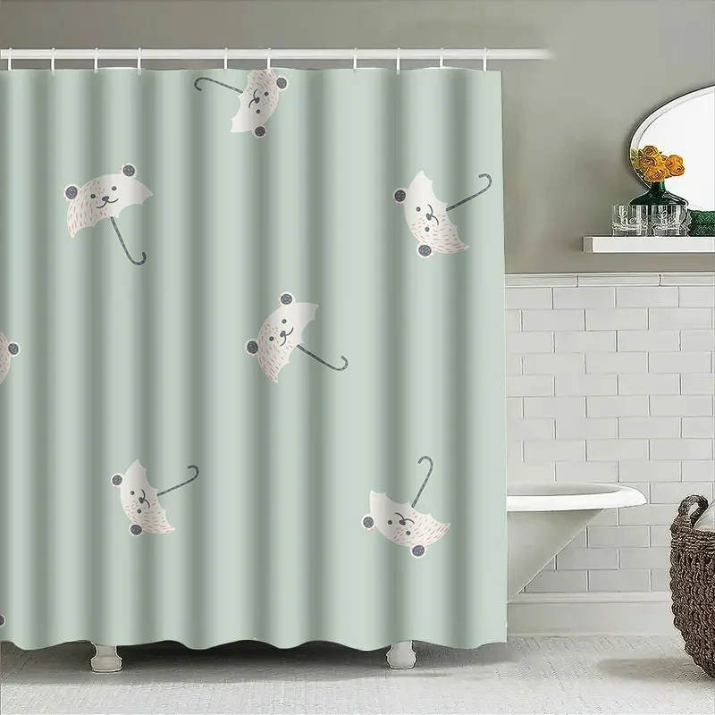 

Минималистичная детская занавеска для ванной с мультяшным принтом, синие занавески для душа для украшения ванной комнаты