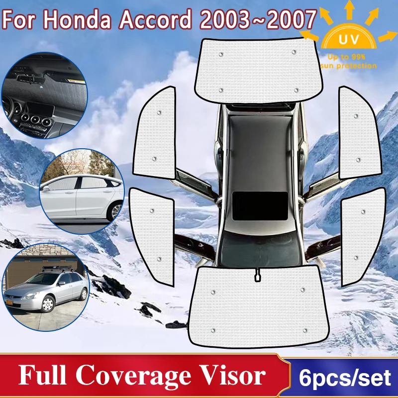 

Аксессуары для Honda Accord 2003 Mk7 TSX CL7 7 2004 ~ 2007, полное лобовое стекло, солнцезащитные козырьки с полным объемным звуком, автомобильные аксессуары