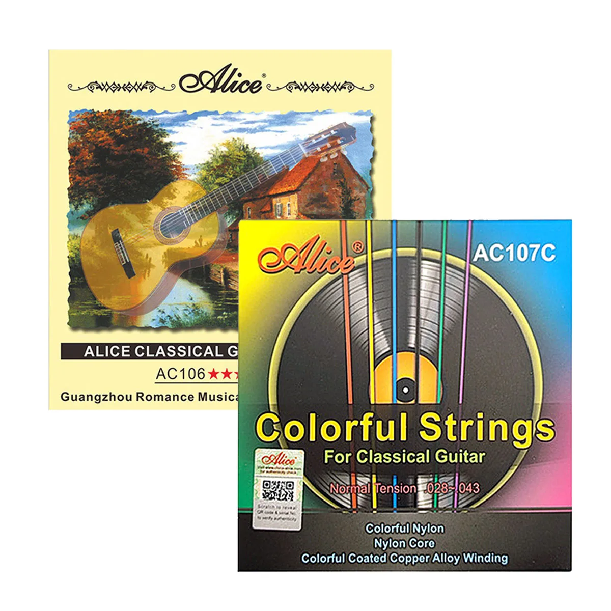 Alice AC106-H & AC107C-N Classical Guitar Strings Set, Hard/