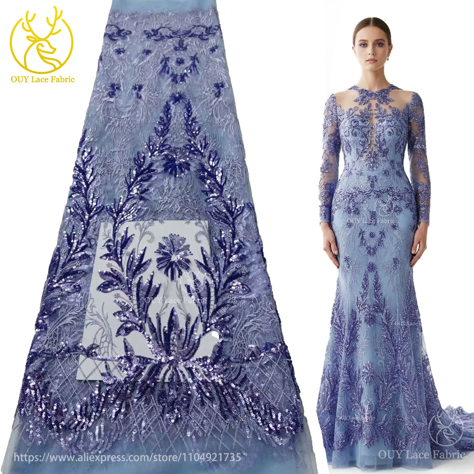 

Fashion African Sequins Embroidery Lace 2025 High Quality Nigerian French Tulle Lace Fabric for Party Wedding Dresses for Women