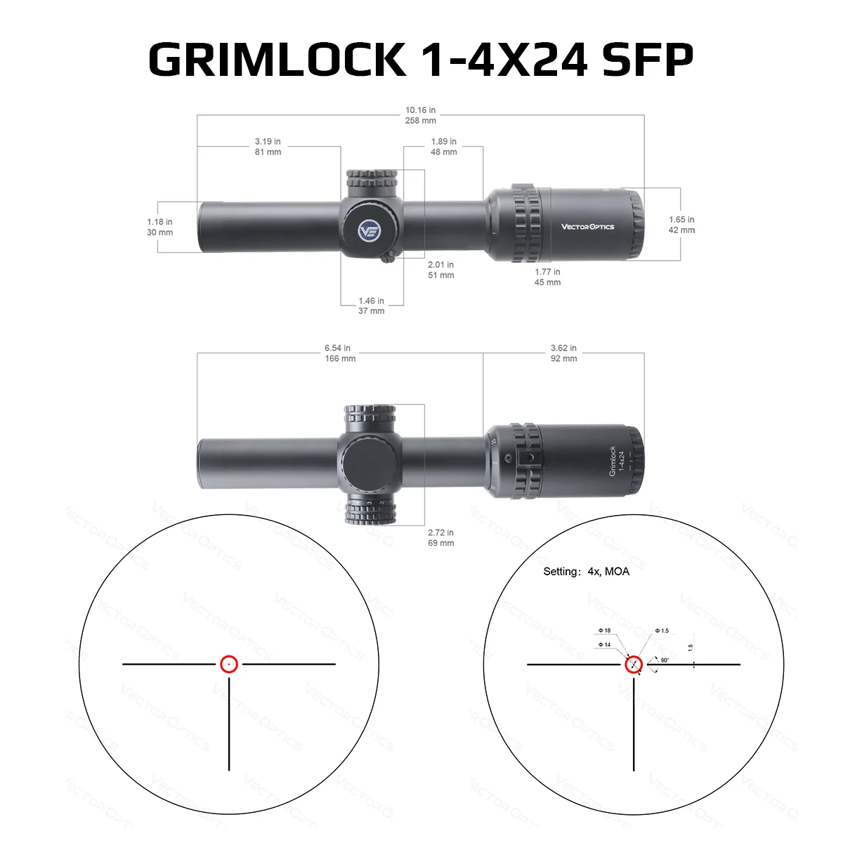 Vector Optics-mira telescópica 1-4x24 1-6x24 SFP/FFP LPVO para Rifles y pistolas de aire AR15 308 30-06, CQB de caza, 5 años de garantía