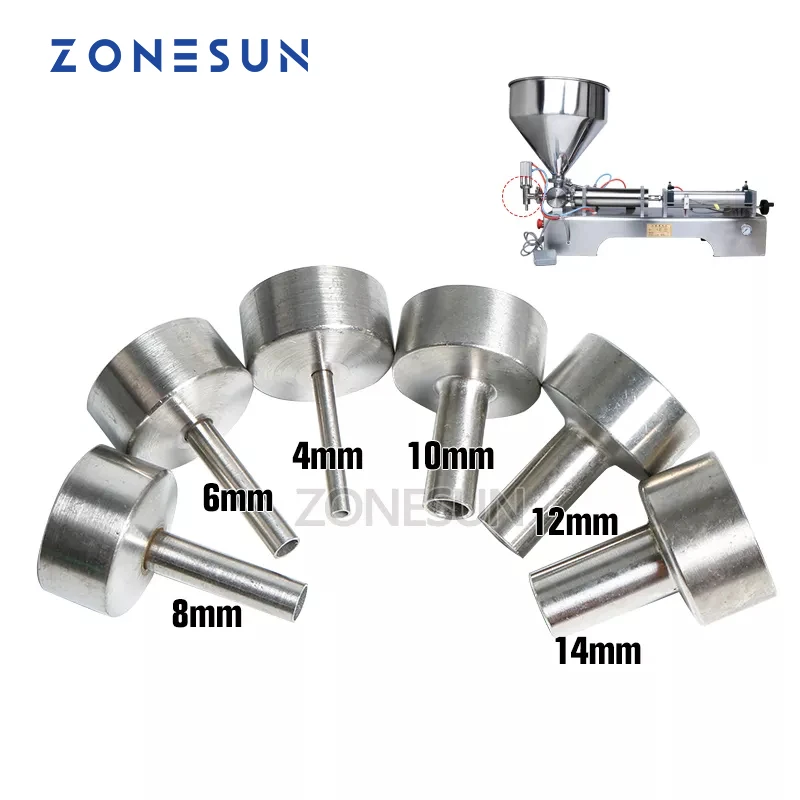 Nozzles 4mm 6mm 8mm 10mm 12mm 14mm Spare Parts Accessories of ZONESUN Horizontal Pneumatic Liquid Paste Filling Machine