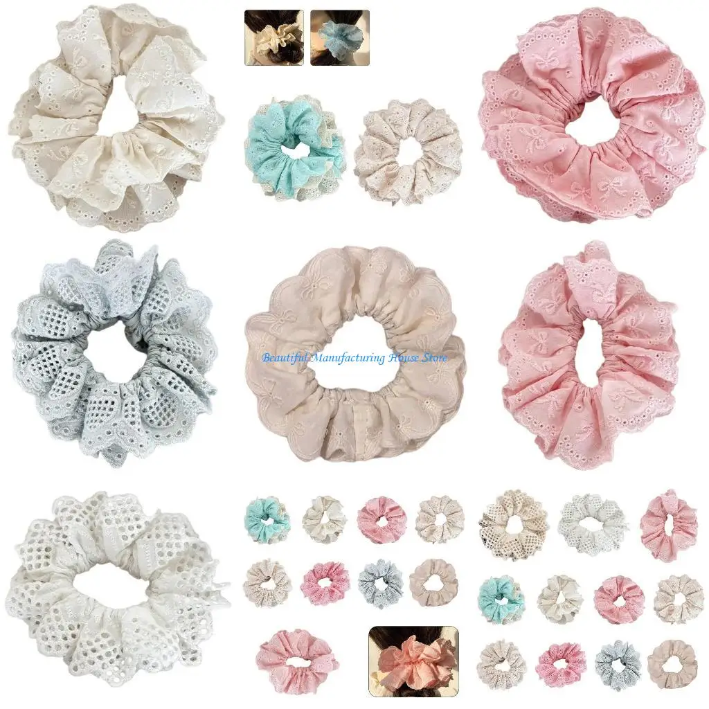 

E56A Temperament Elastic Hair Rope Lace Trim Hair Tie Ponytail Hair Tie for Girl