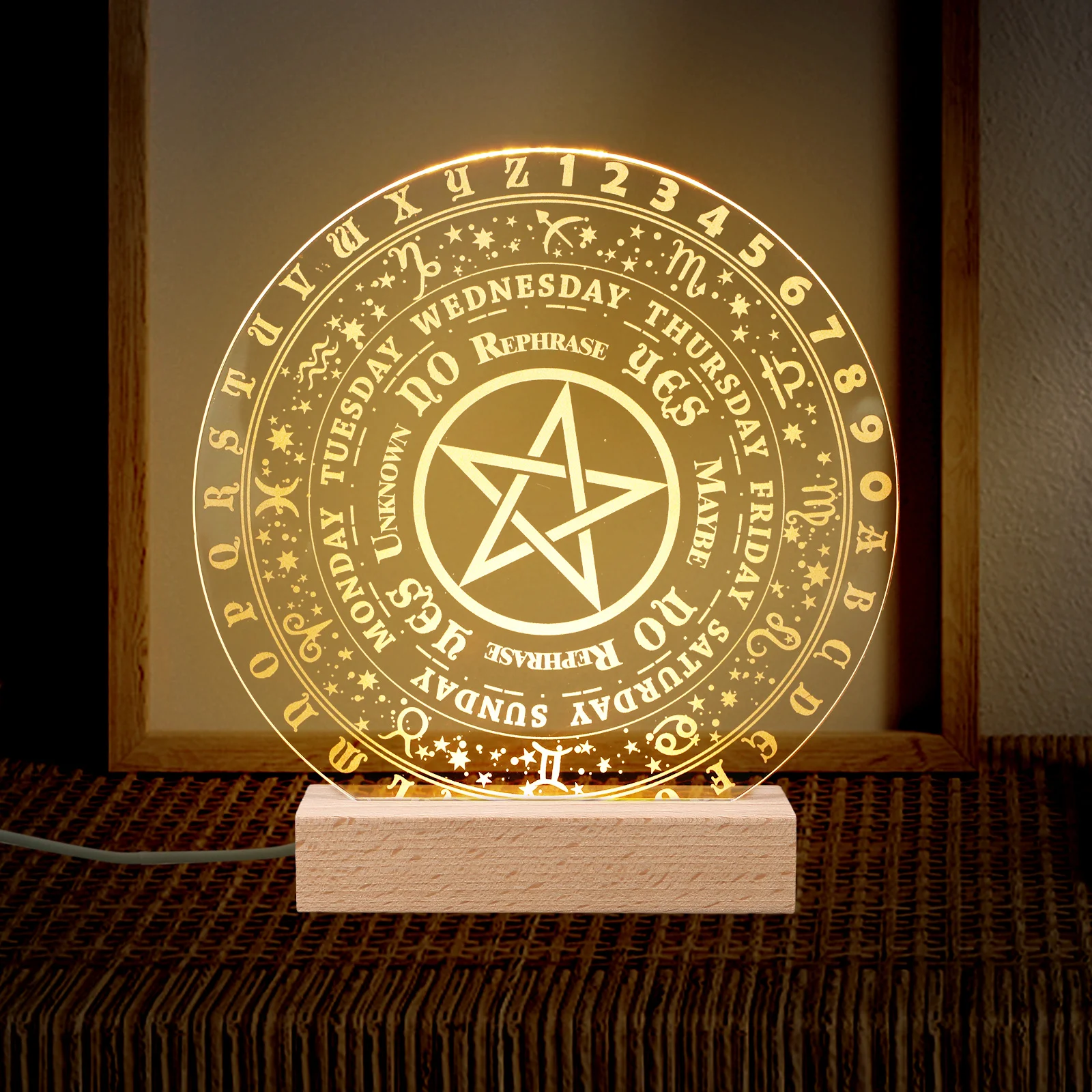 

1Set Acrylic Round Night Light Creative Bedside Lamp Table Lamp Decorative Desktop Night Light for Home Kids Bedroom