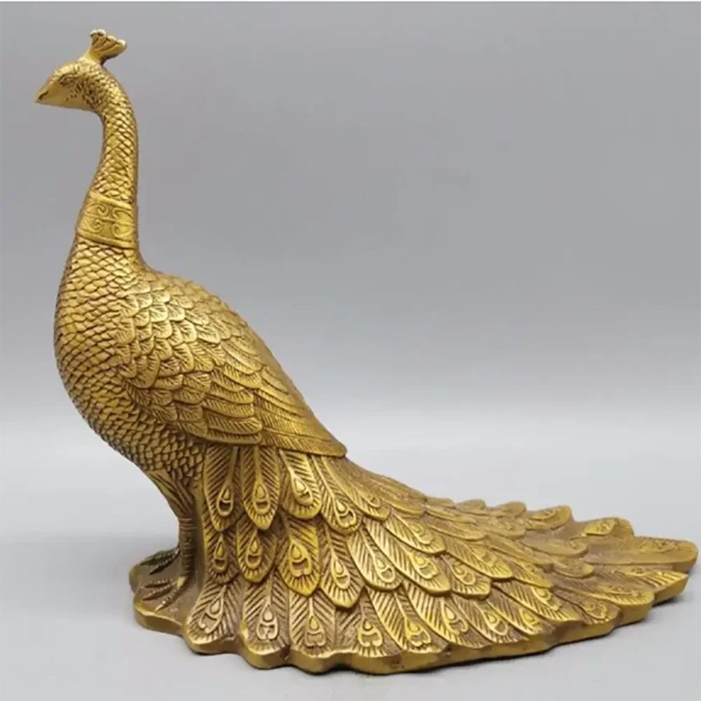 

China brass archaize peacock crafts statue