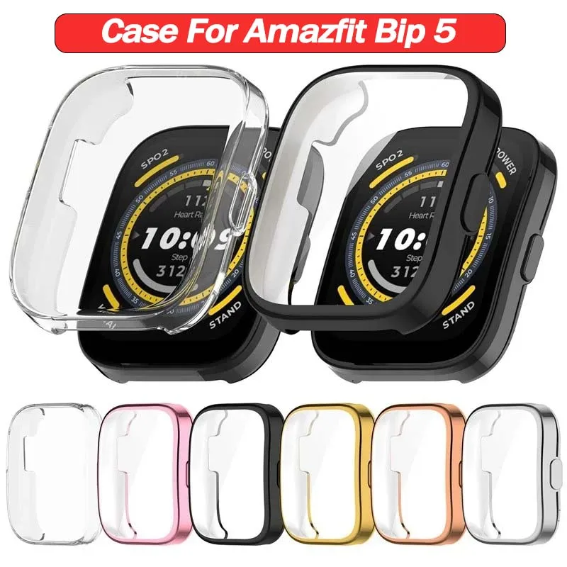 Displayschutzfolie für Amazfit Bip 5 Watch, weiche, TPU-beschichtete Stoßfänger-Schutzhülle mit vollständiger Abdeckung, kratzfest