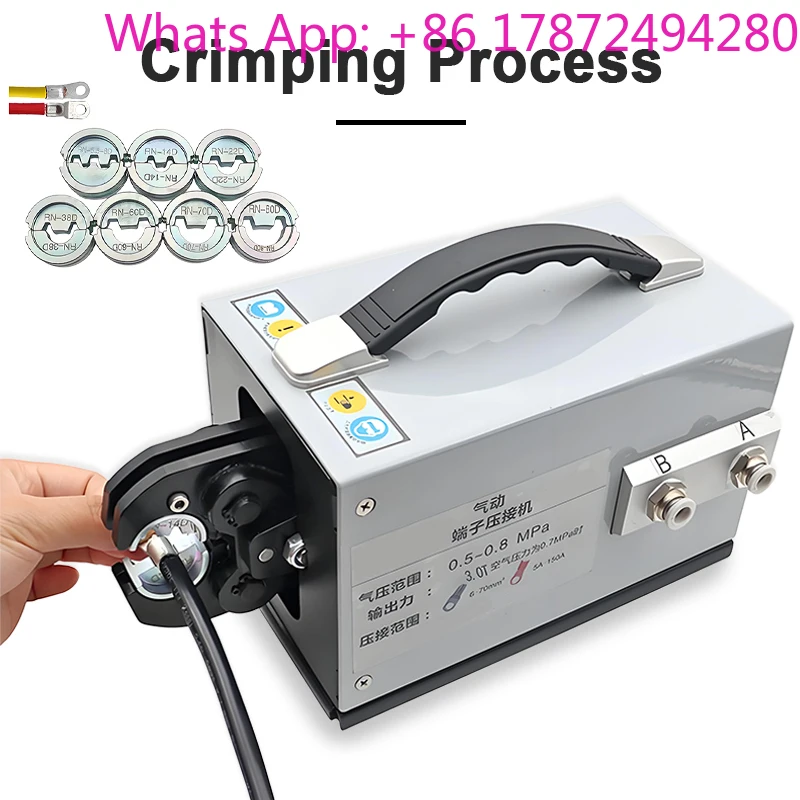 Pneumatic Terminal Crimping Machine 2.5-120mm² Industrial Cold Crimper for OT/SC Open Barrel Lugs Comes with Free Crimping Die