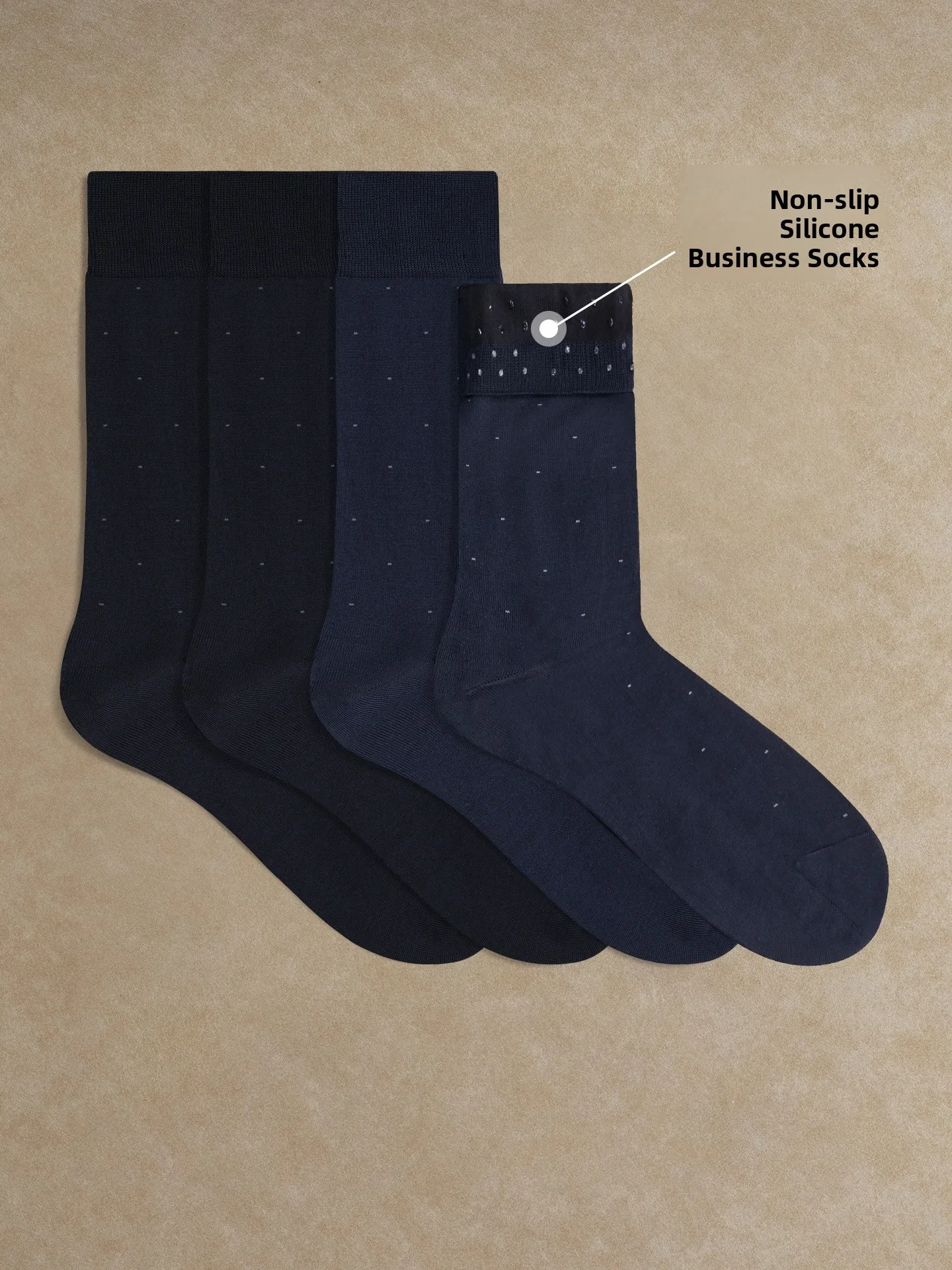 

CULTUM Men's Business Mid-Calf Socks Anti-Slip Silicon Dots Flat Weave High Density Silk Cotton Combed Cotton Breathable Mois...