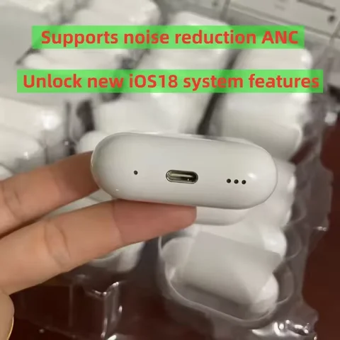 2025 NUOVO IOS18 ANC Pro 2 Auricolari Bluetooth senza fili Cancellazione attiva del rumore Gaming Cuffie vivavoce Auricolare Tipo USB-C Cavo