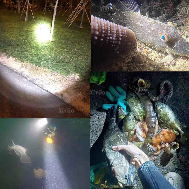 9000000LM Super Bright LED Diving Flashlight Powerful Waterproof Diving Land Dual-purpose Light Hunting Emergency Two-color Lamp