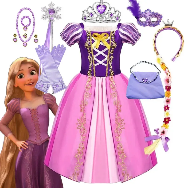 

Костюм принцессы Рапунцель 2025 года, игровой костюм для вечеринки, дня рождения, фантазии, милая сказка, карнавальная одежда, платье с запутанной историей для девочек