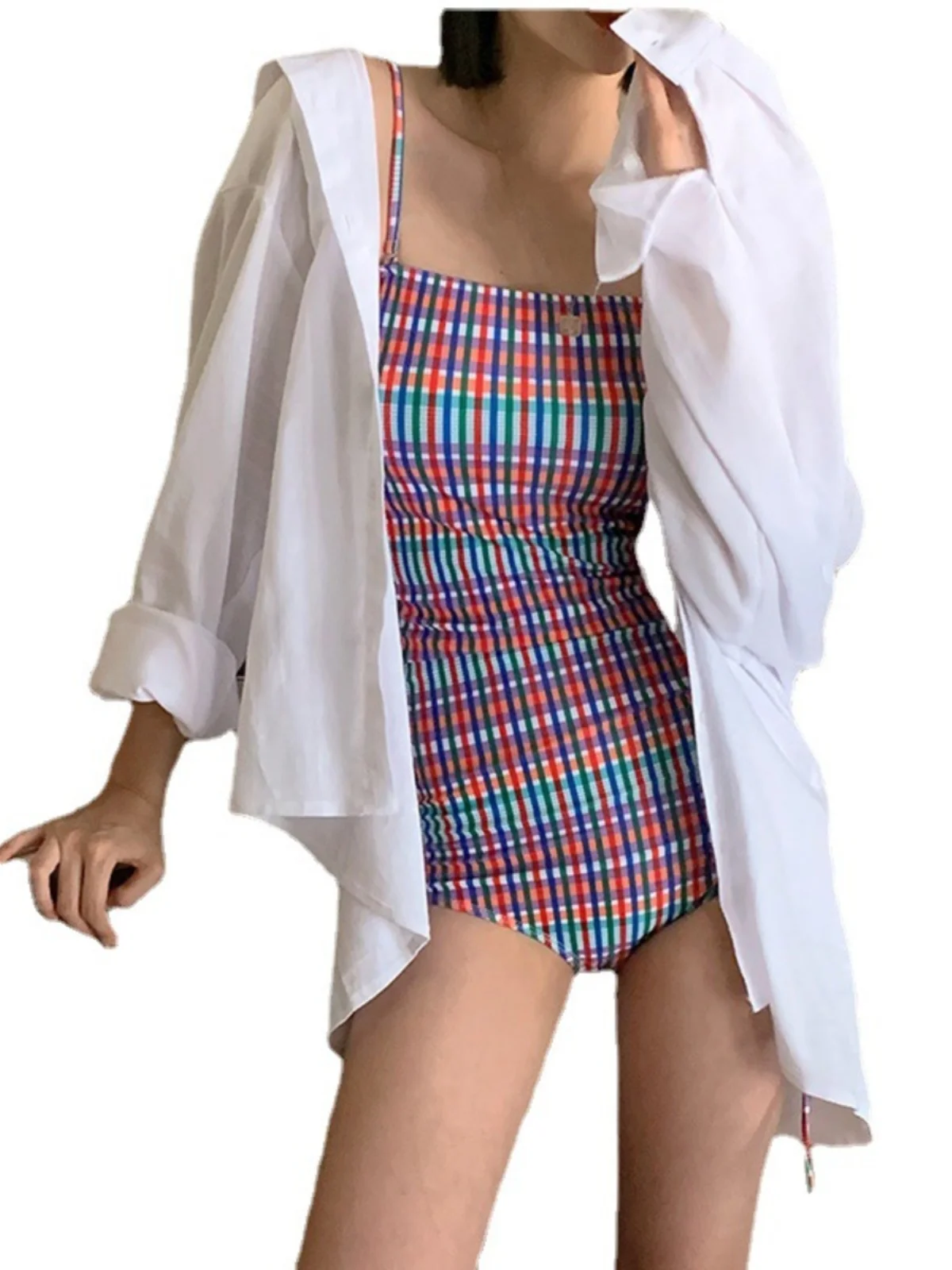 Nuevo traje de baño de una pieza para mujer, traje de baño Sexy sin espalda adeazante a rayas con cordón, traje de baño tér...