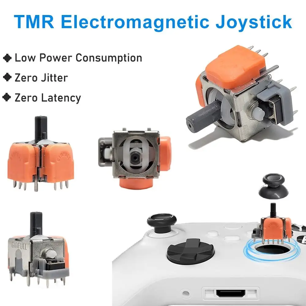 Anti-Drift TMR Electromagnetic Joystick High Precision 3D Analog ThumbStick Rocker Upgraded Angle for PS5/PS4/XBOX