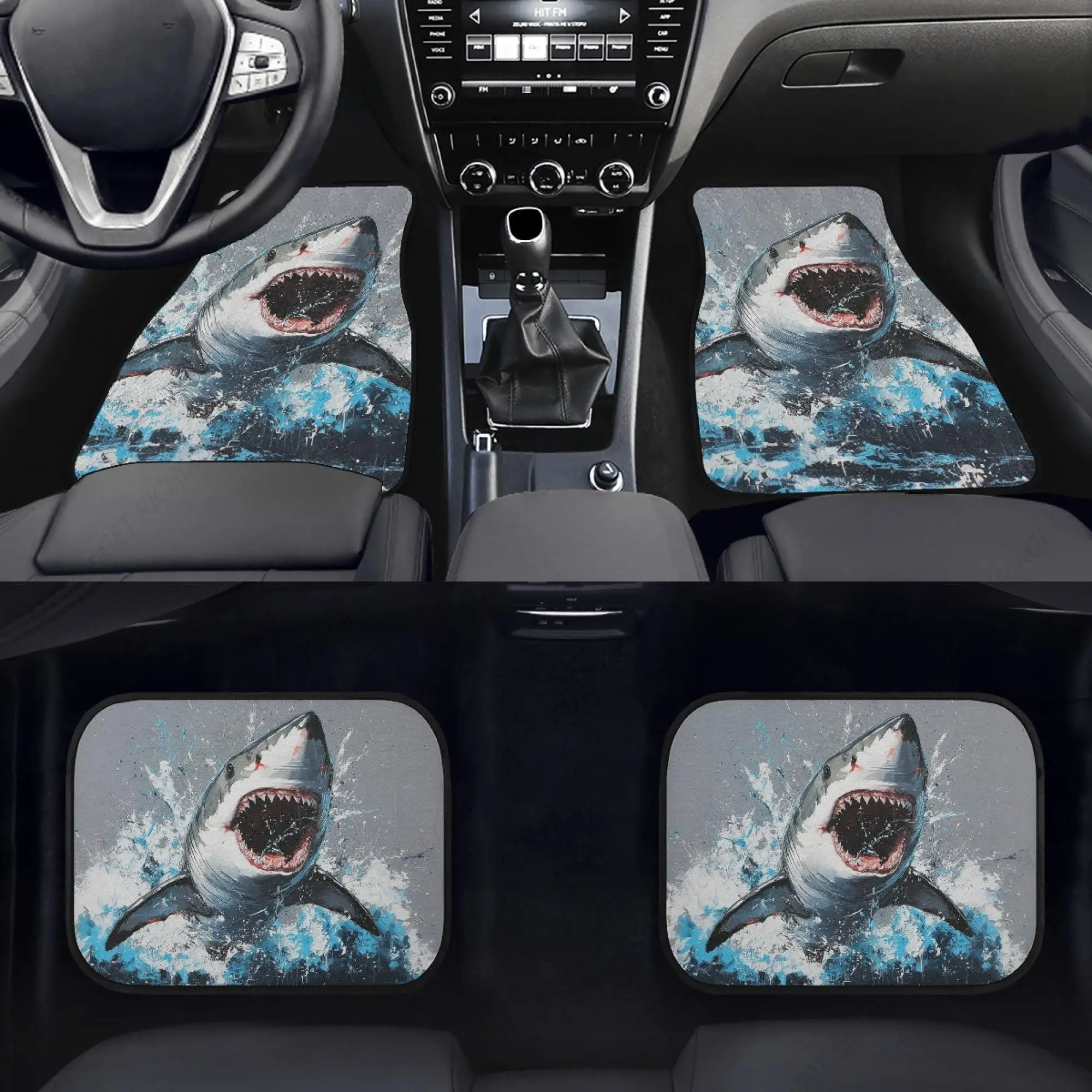 

Автомобильные коврики Shark, набор из 4-х автоприводов, салонный коврик для автомобиля, защита передней и задней пола с нескользящей резиновой грузовикой