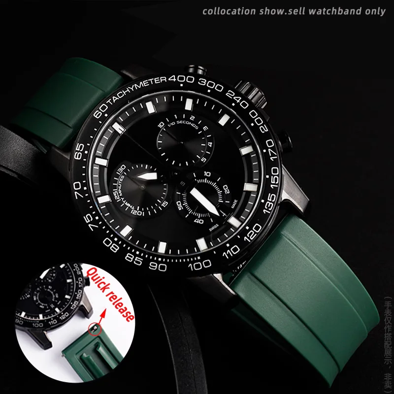 22MM Quick release soft Silicone Watchband 1853 Men For TissoT T125 Rubber Watch strap T125617A Black Knight Watchband bracelet