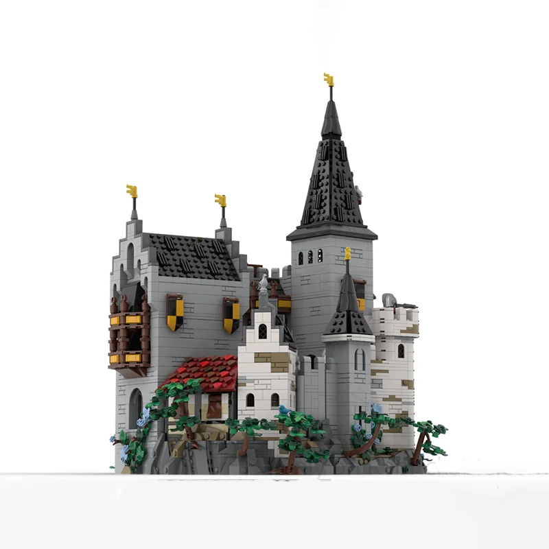 3934 MOC 中世の城建築：レイヴンズ・ネストモデル、DIY組み立てブロック玩具、子供の誕生日プレゼント。