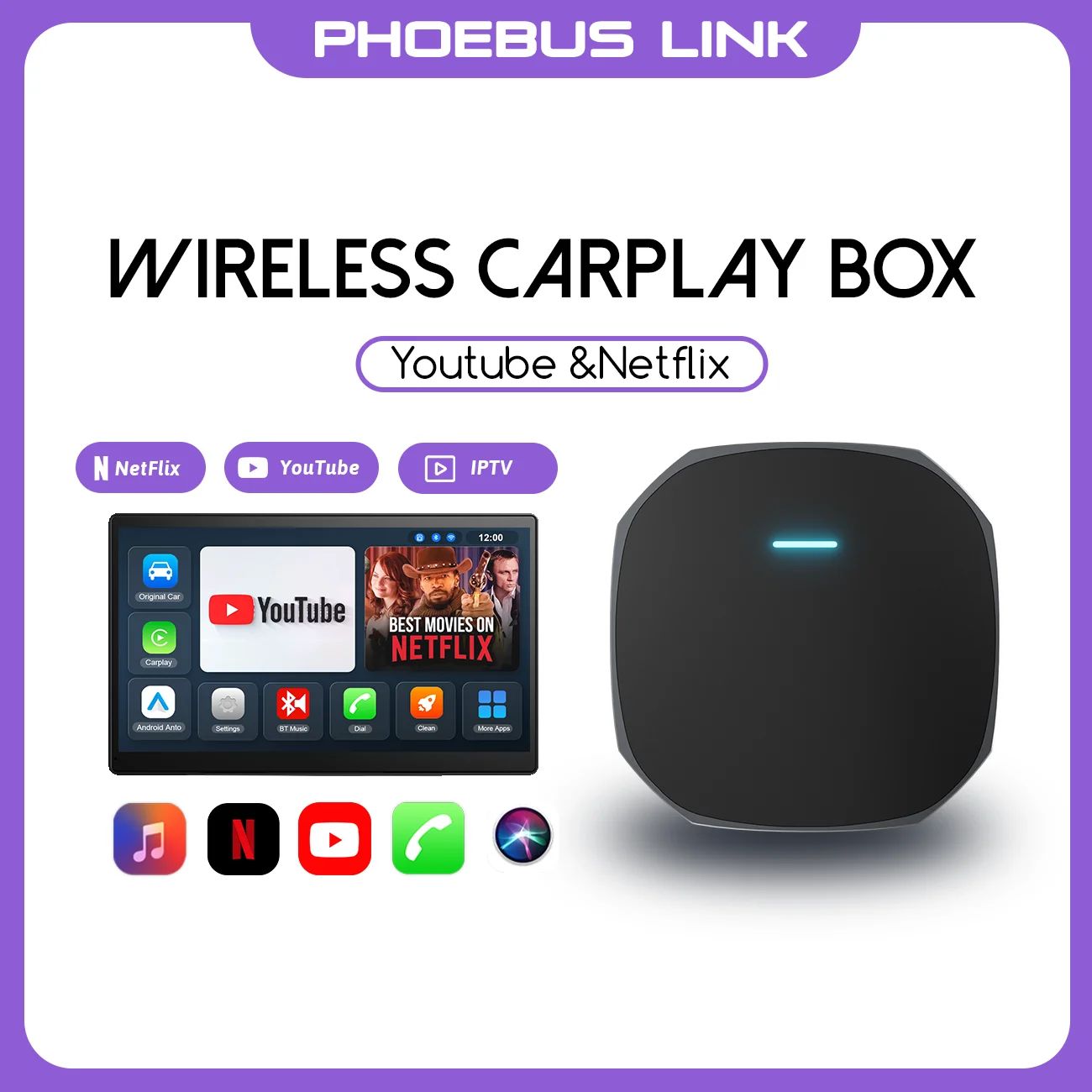 Original Car Screen Upgrade Wired To Wireless Car Ai Box For Youtube Netflix Wirless Carplay Adaptor Car Media Player