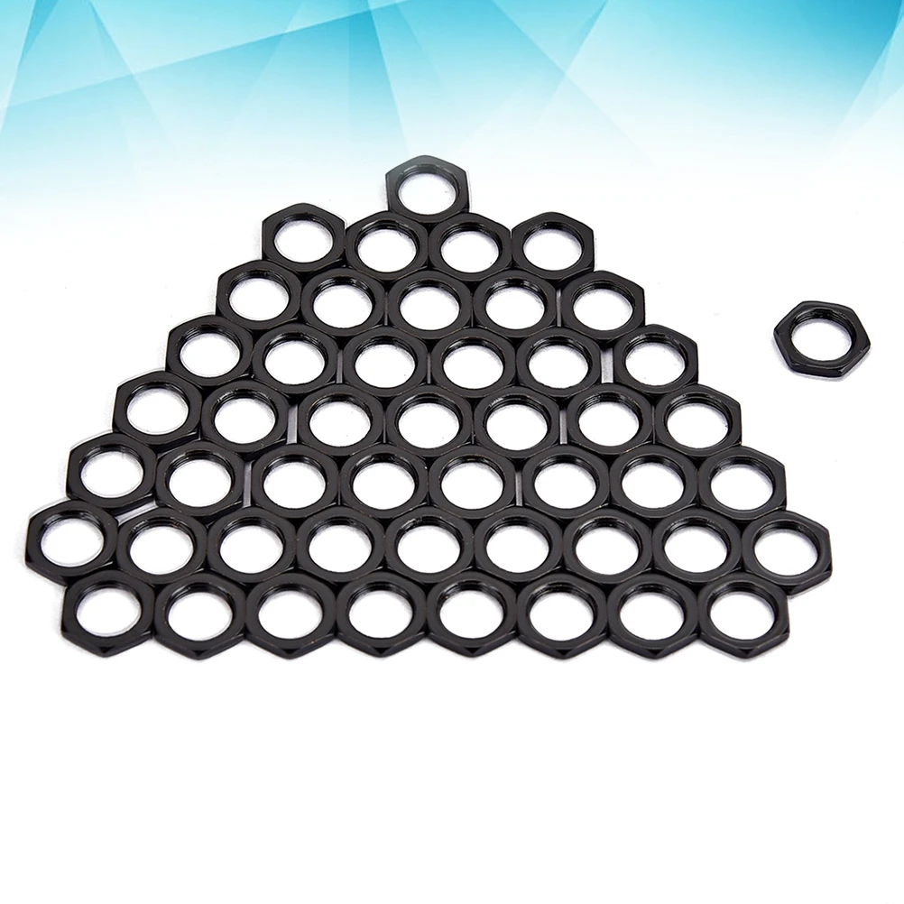 

50 Pcs Zinc Alloy Fine Tooth Nut Light Nut Thin Nut 8mm for Instrument Guitar Bass Socket Jack (Black)