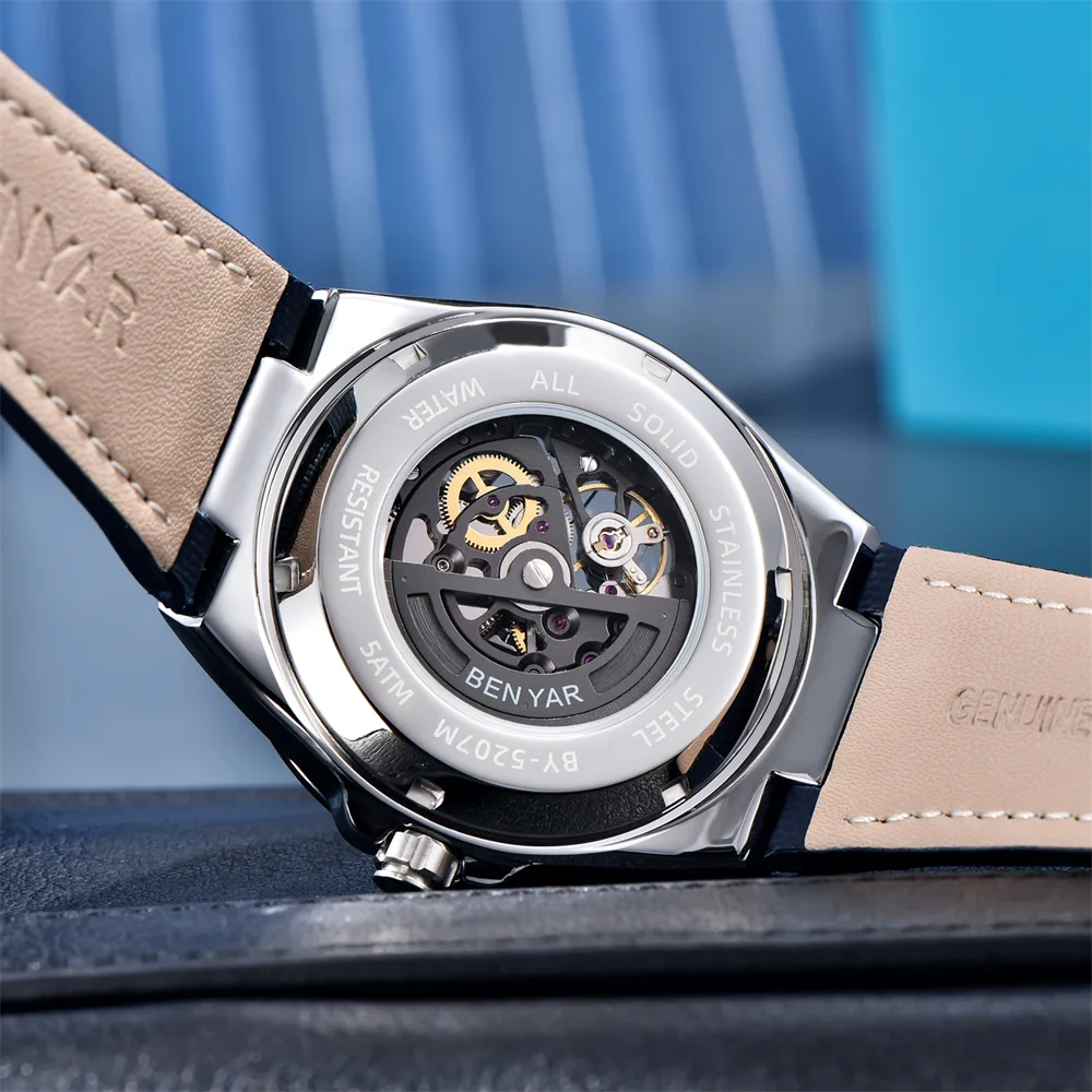 Relojes BENYAR para hombre 2025, relojes de pulsera mecánicos de lujo de marca superior para hombre, reloj automático para hombre, regalos de moda deportiva impermeables