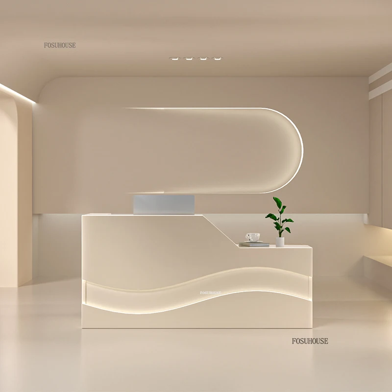 Light Luxury Reception Desks Shop Cashier Counter Nordic Minimalist Front Desk Reception Counter Salon Beauty Institute Counter