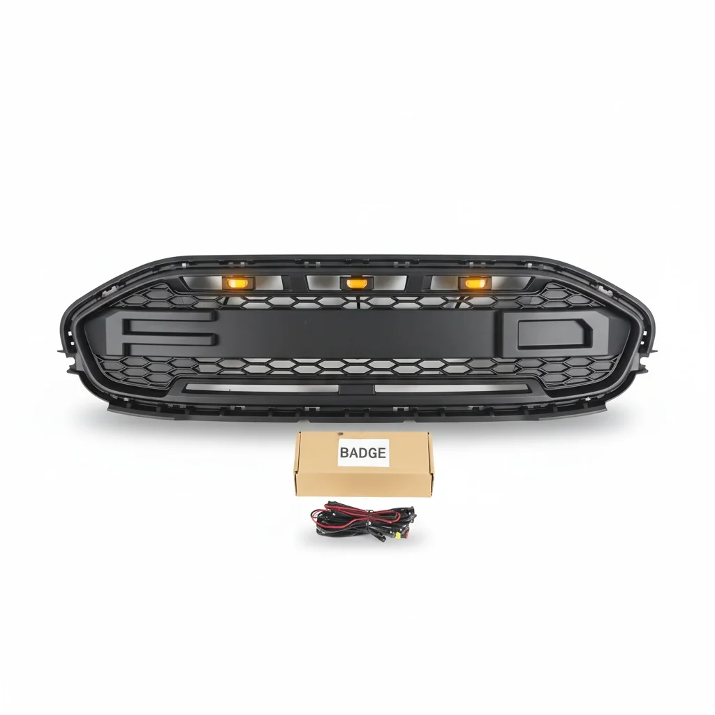 

ABS Car Front Grille with LED Bar, Baking Varnish Waterproof Grille Lights for Ford Transit Connect 2014-2023, Transit Custom