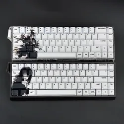 Anime Samurai Theme Keycap Set 68Key PBT Custom  Black White Cherry Profile Gaming KeyCap for Mechanical Keyboard Wooting Fire68